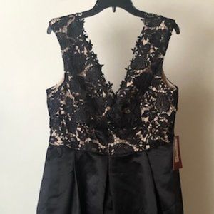 Black satin and lace baby doll dress